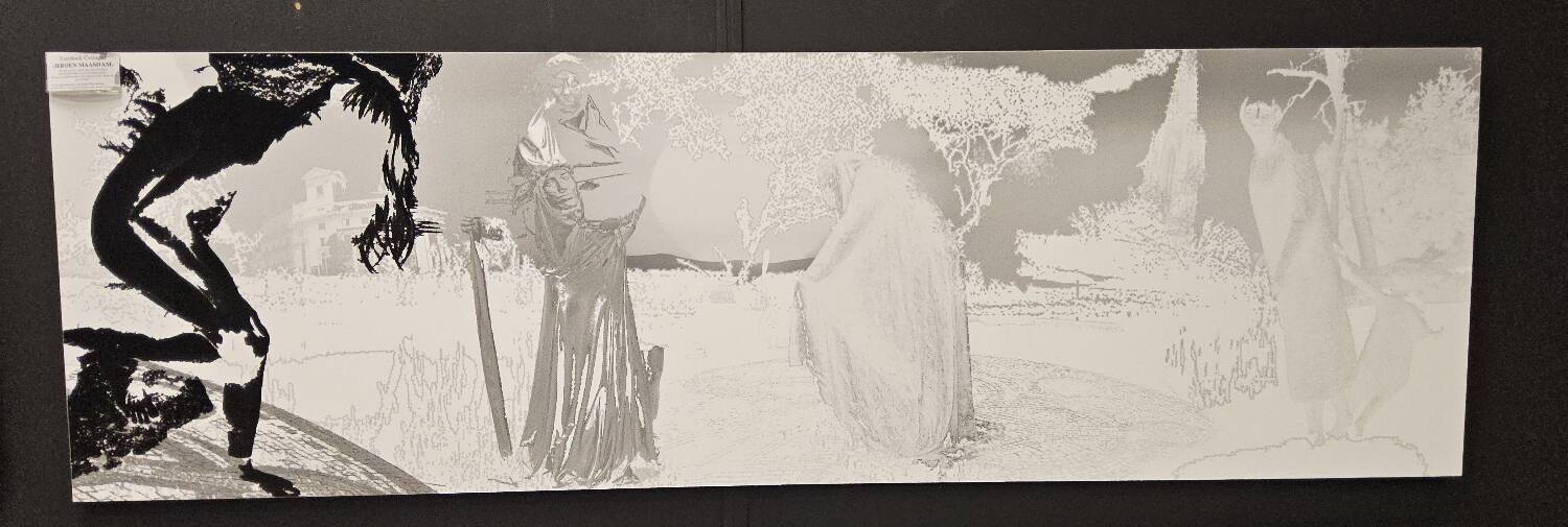 large black and white artworks / photo collage (160x50) ghost