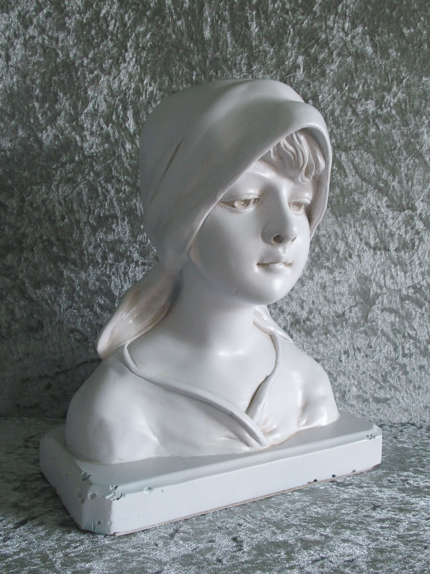 Plaster bust of young peasant girl