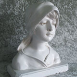 Plaster bust of young peasant girl