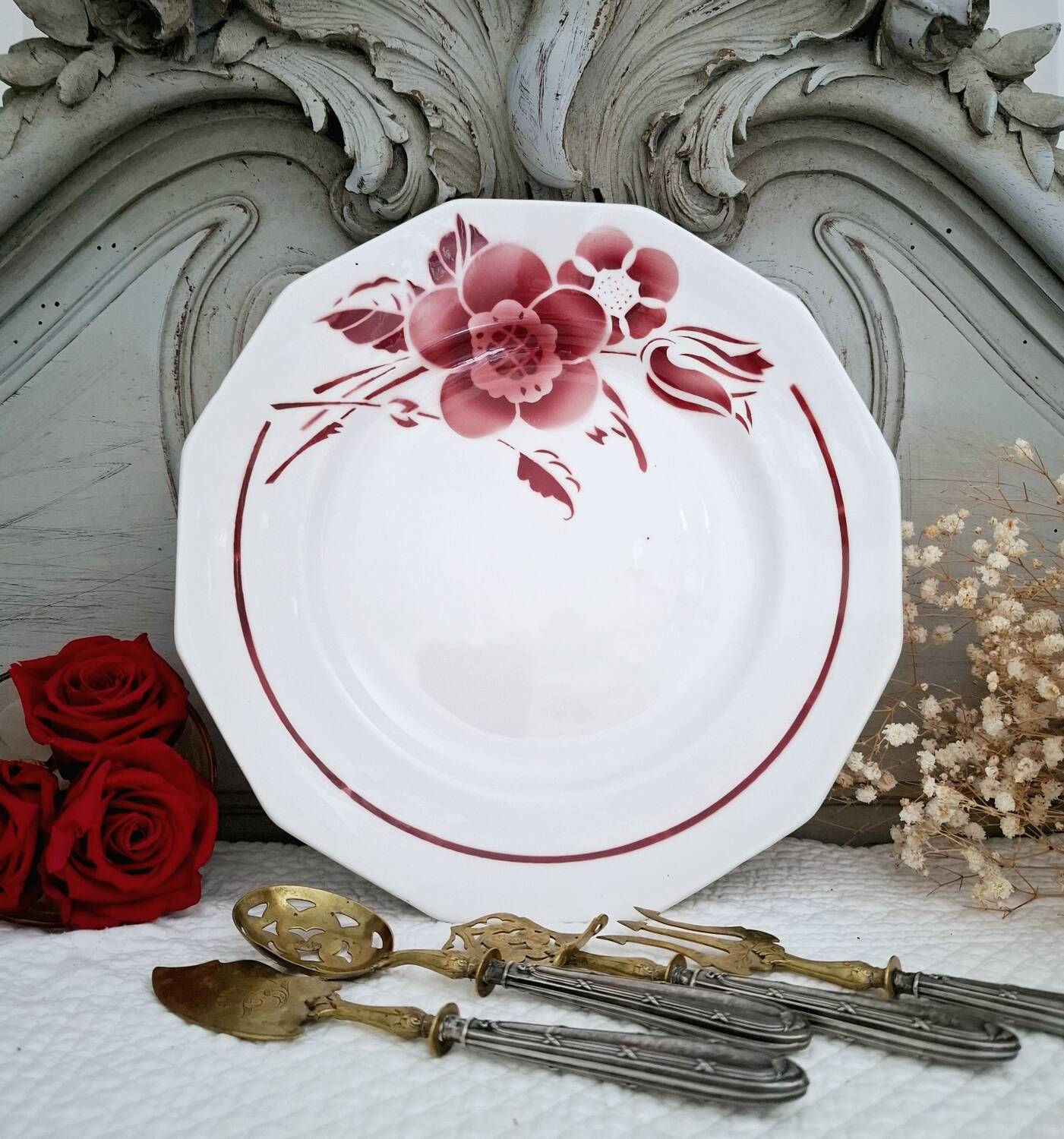 Old mounted earthenware plate