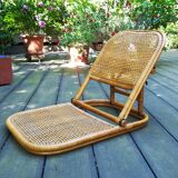 Folding rattan beach chair, USA, 1960s