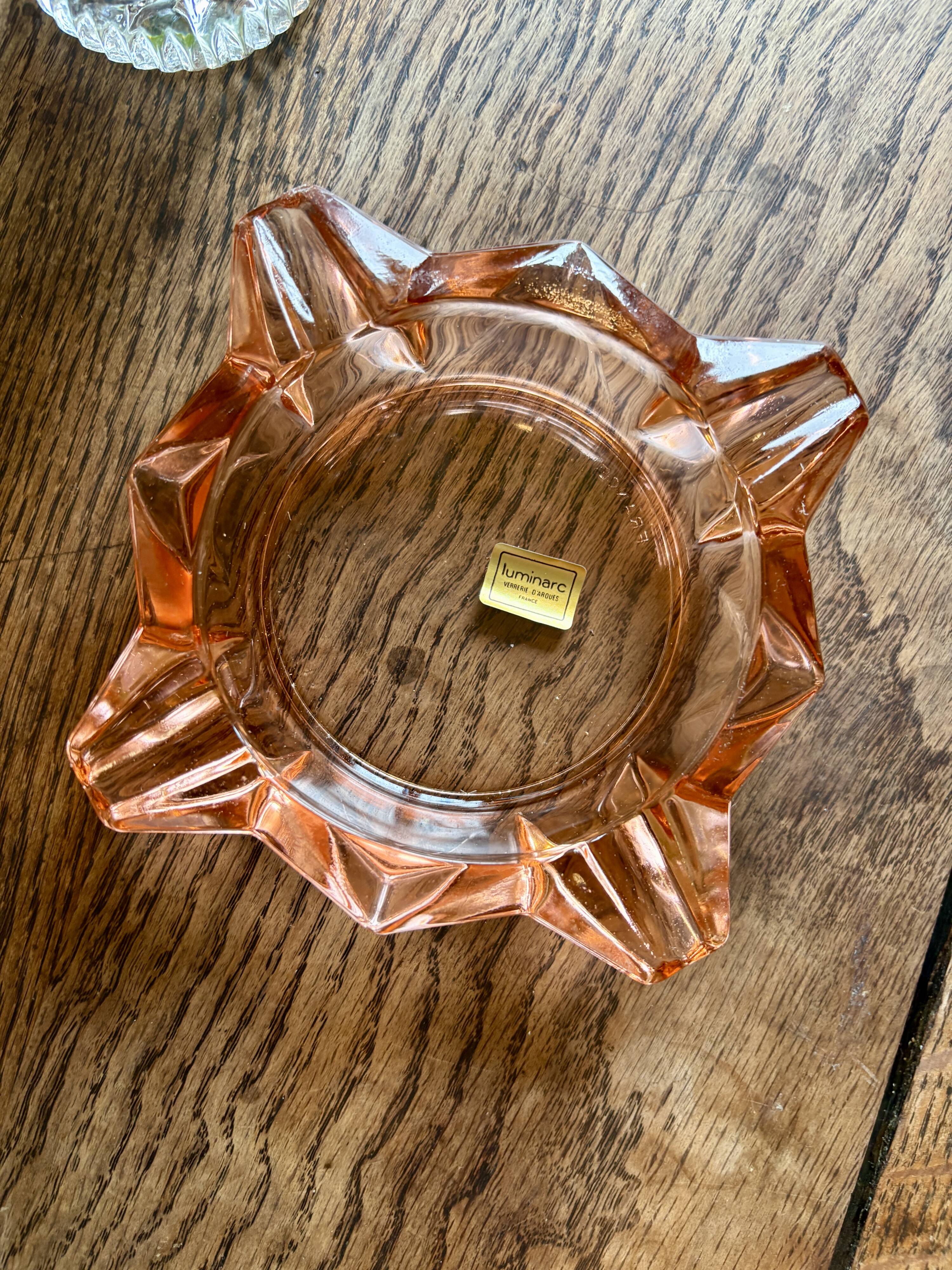 Vintage Luminarc ashtray in pink glass