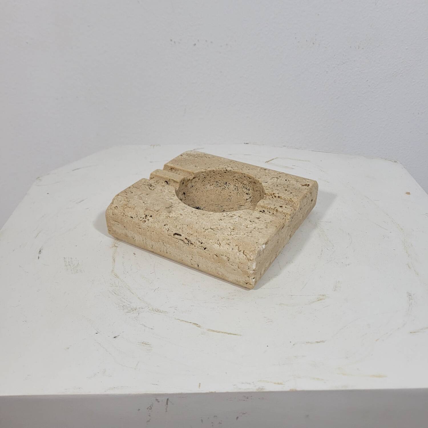 Large vintage travertine ashtray Fratelli Mannnelli Italy 1970s