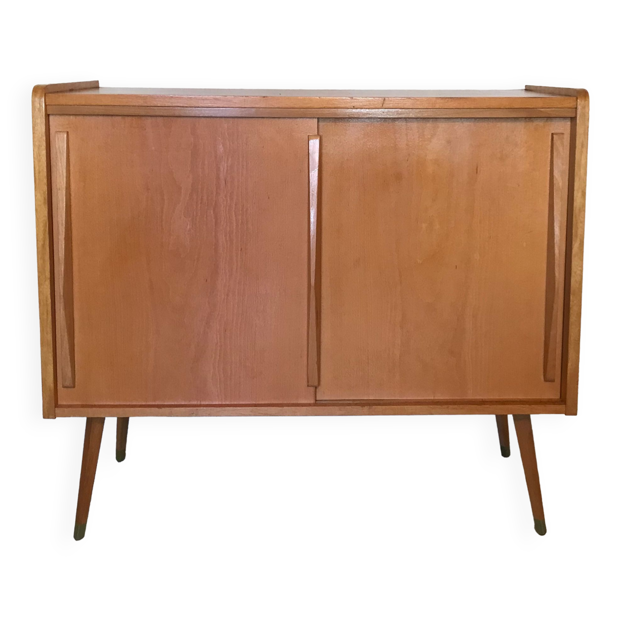 Vintage storage cabinet sliding doors and compass legs