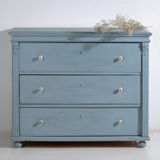 Antique painted pine chest of drawers – European rustic blue chest of drawers – circa 1900