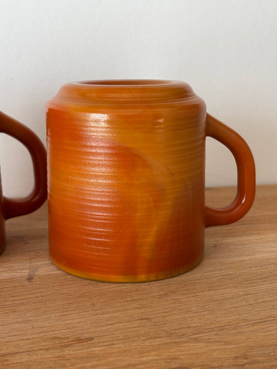 Vintage set of 2 Arcopal volcano mugs and bowls