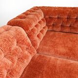 Modular sofa in orange velvet from the 1970s