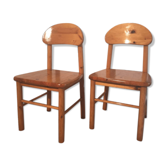 Pair of vintage pine chairs by Rainer Daumiller, 1970