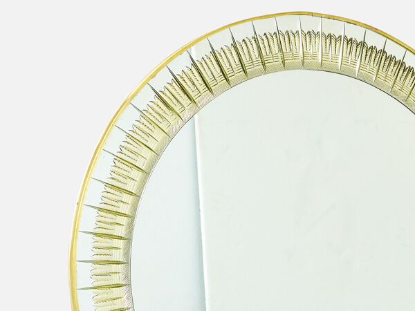 Miroir Italien laiton cristal doré de Cristal Arte 1960s