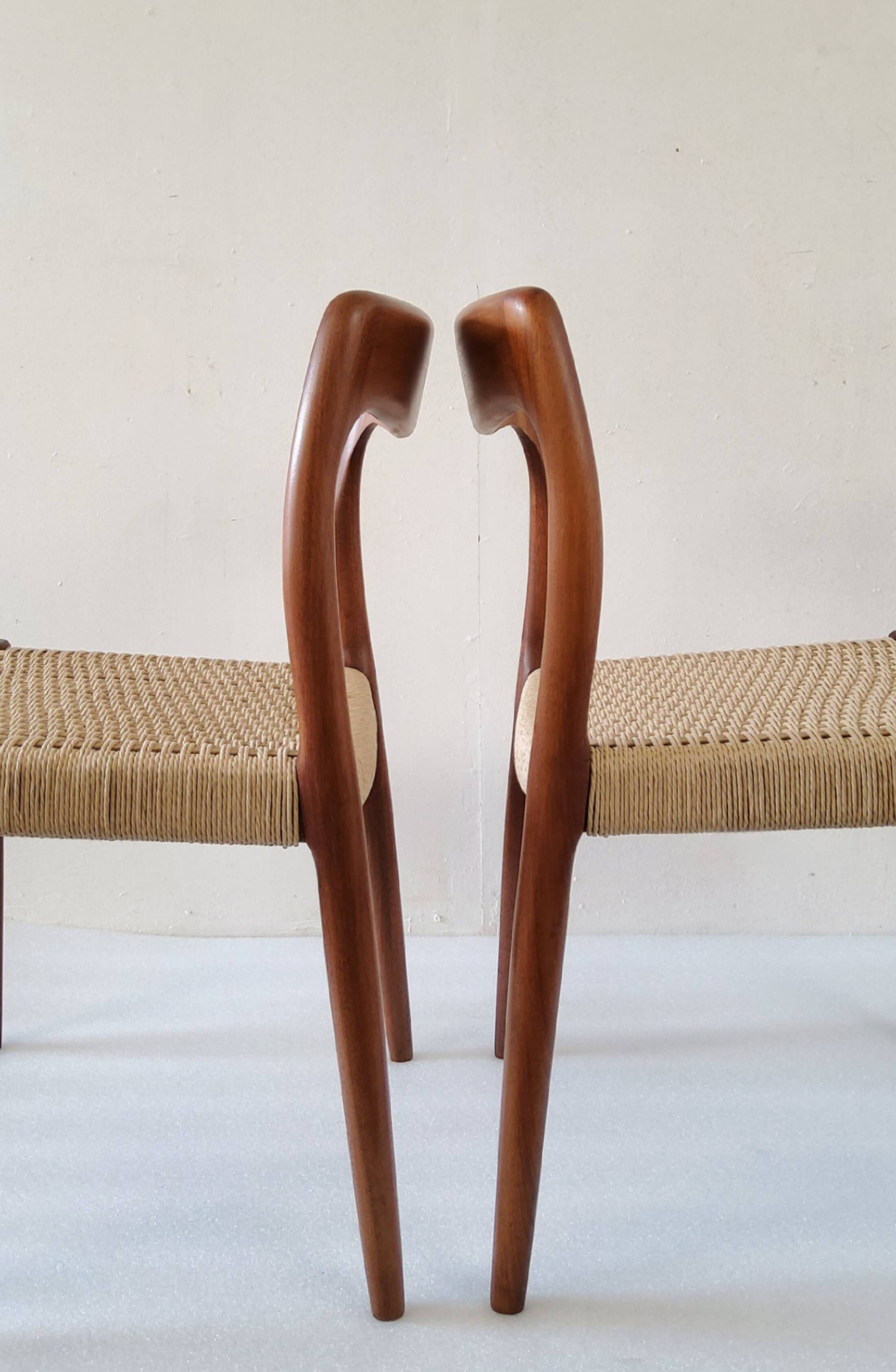 Danish dining chairs in wood and paper cord