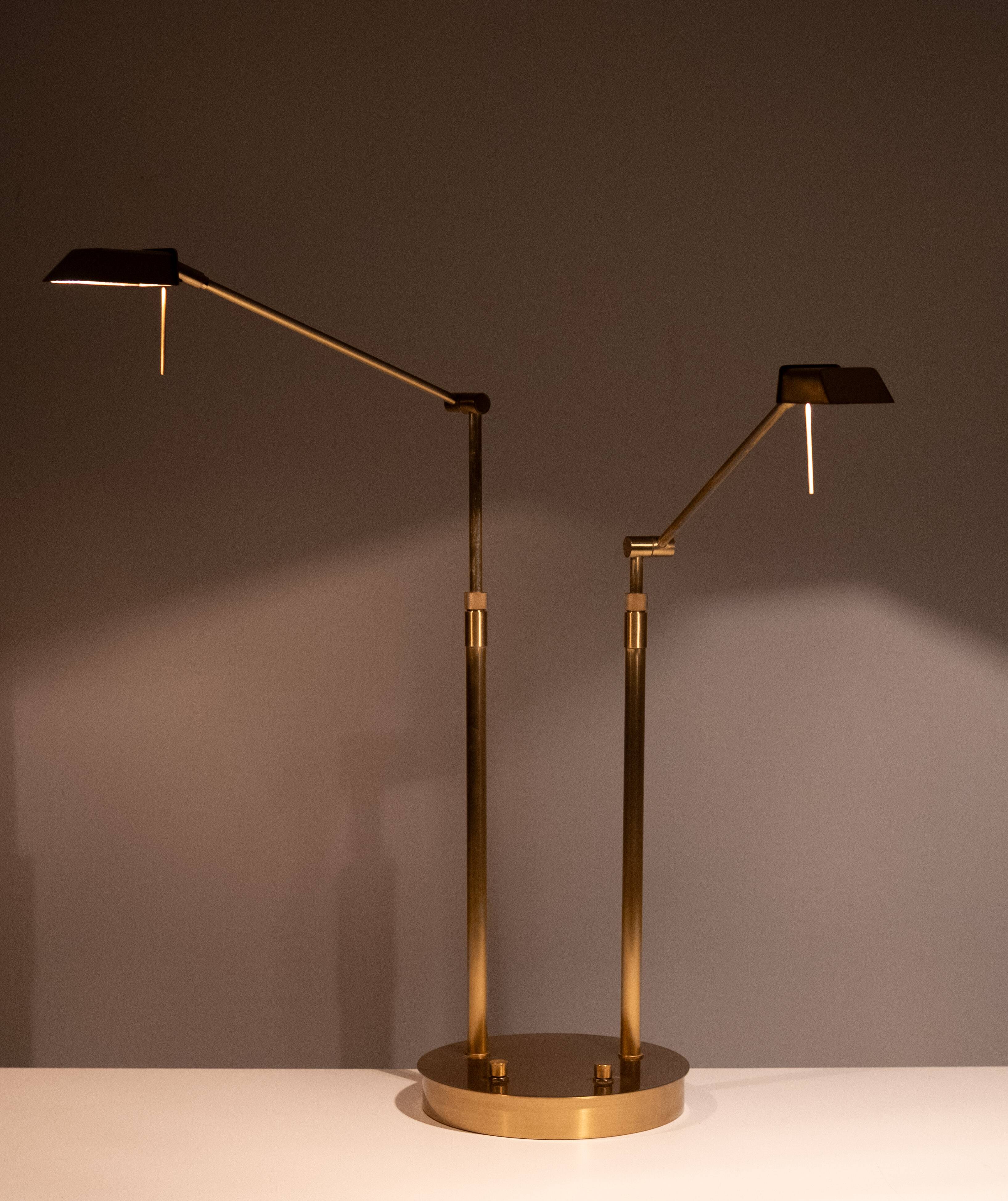 Stunning Ben Demmers Brass double l table lamp 1980s