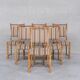 Set of six mid-century oak upholstered danish dining chairs