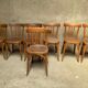 Series lot of 7 old bistro chairs in vintage curved wood