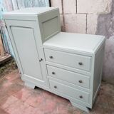 Commode asymétrique vintage vert lichen