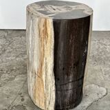 Small black, white and gray petrified wood side table H28cm D:18.5
