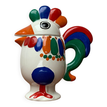 Théière ou cafetière en céramique vintage poule, années 1970