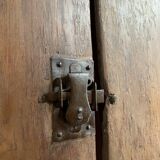 Antique Rustic Tuscan Window in Chestnut with Original Wrought Iron Hardware, 1800s