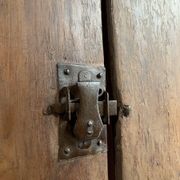 Antique Rustic Tuscan Window in Chestnut with Original Wrought Iron Hardware, 1800s