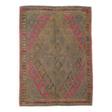 6x8 Mustard & Yellow Vintage Kilim Rug, 184x245Cm