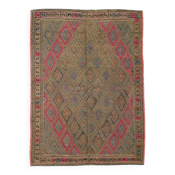 6x8 Mustard & Yellow Vintage Kilim Rug, 184x245Cm