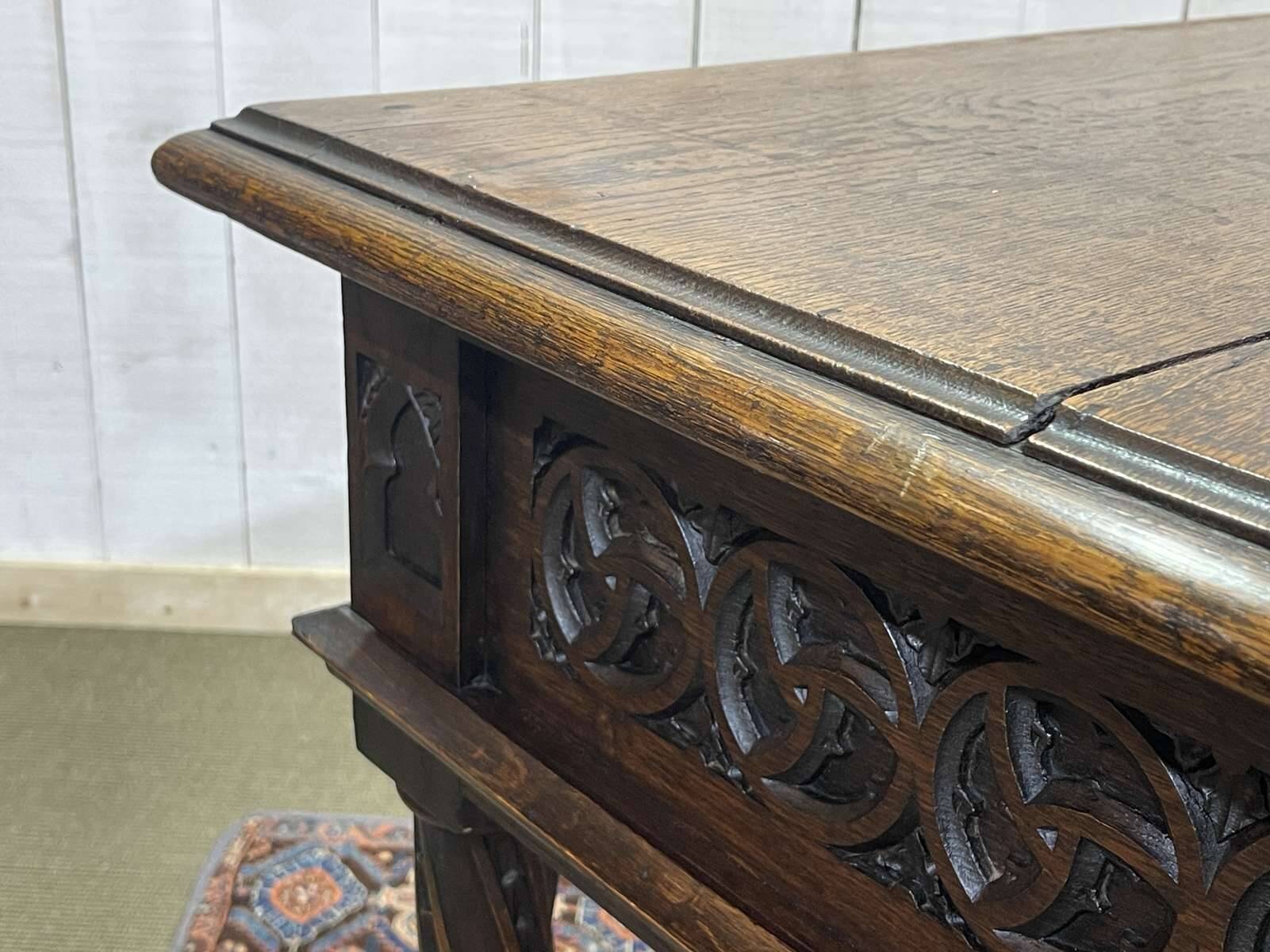 Late 19th century Gothic style oak desk