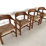 Rainer Daumiller Dining Chairs in Pine and New Paper Cord, 1970s