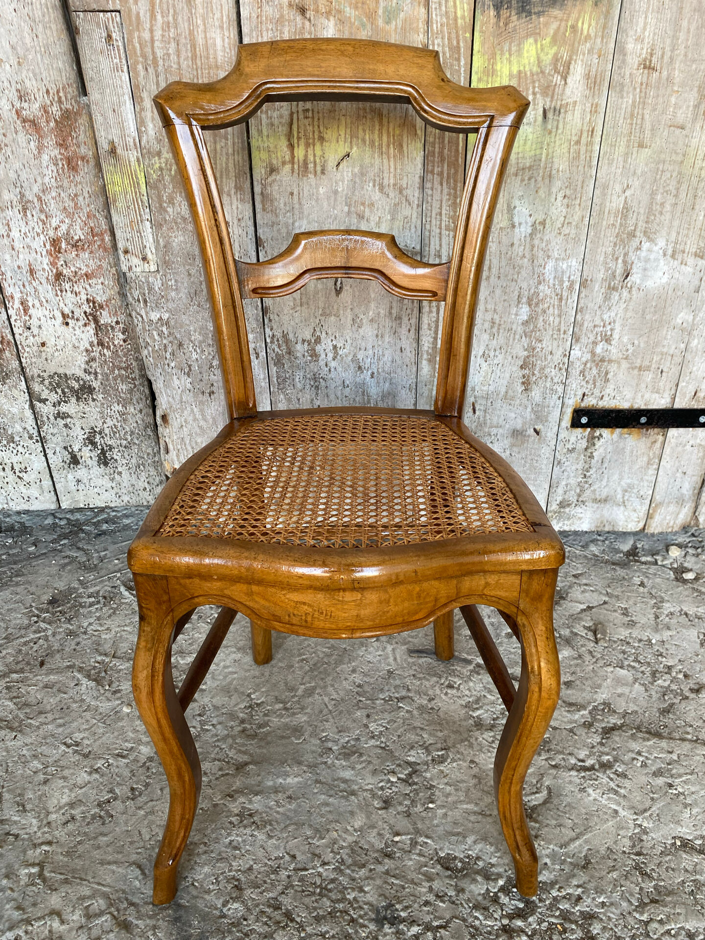 Antique Chair Louis XV Style Wood & Caned Seat Vintage #E030