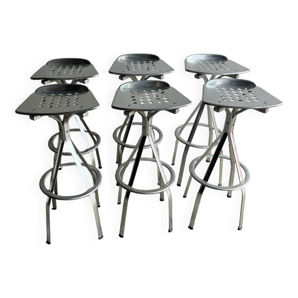 Tabourets de bar en aluminium industriel – ensemble de 6