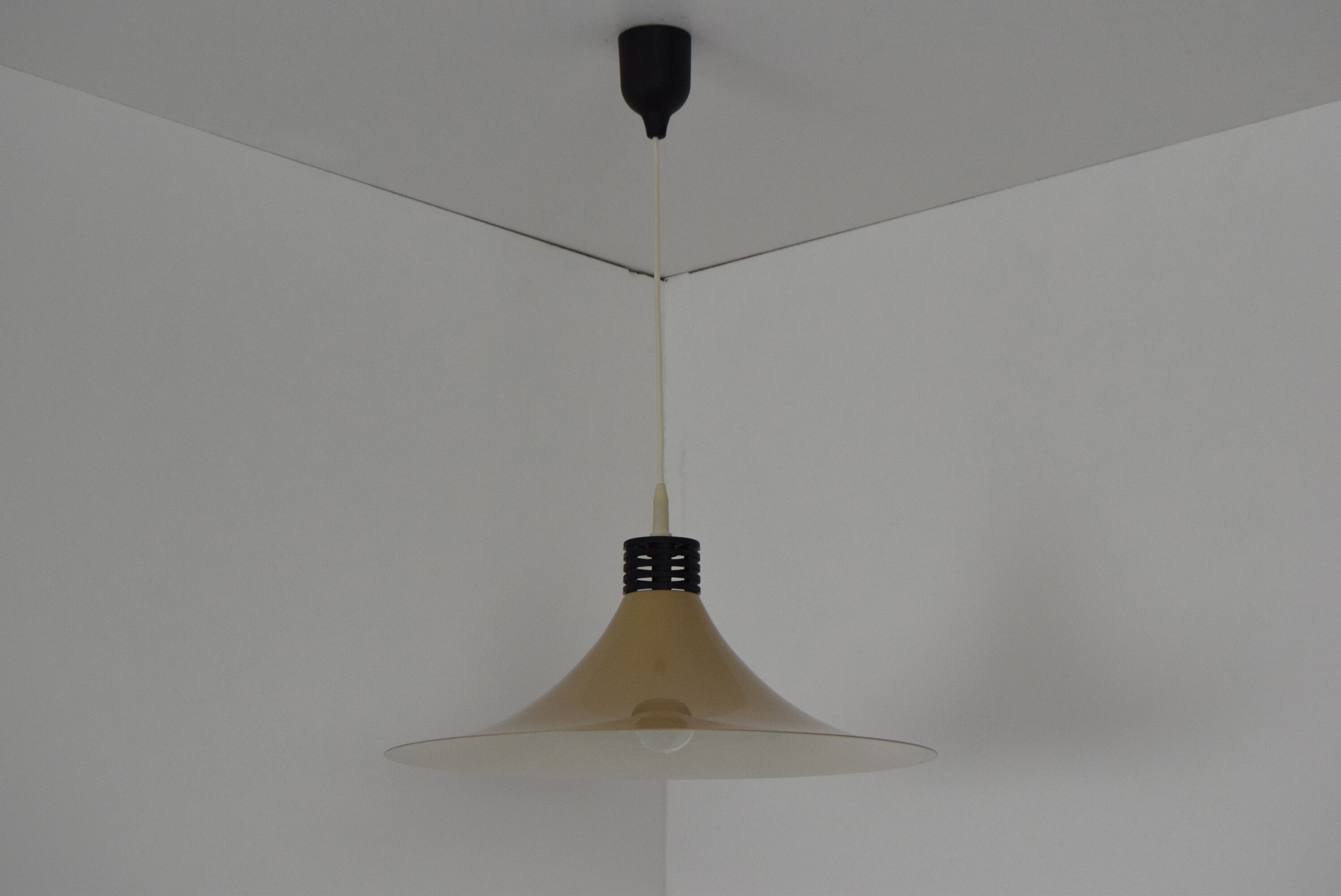 Mid-century Brown Lacquered metal Pendant circa 1980's.