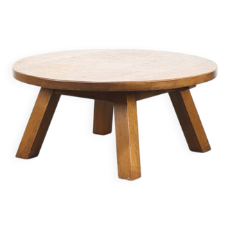 Large Round Rustic Vintage Brutalist Coffee Table