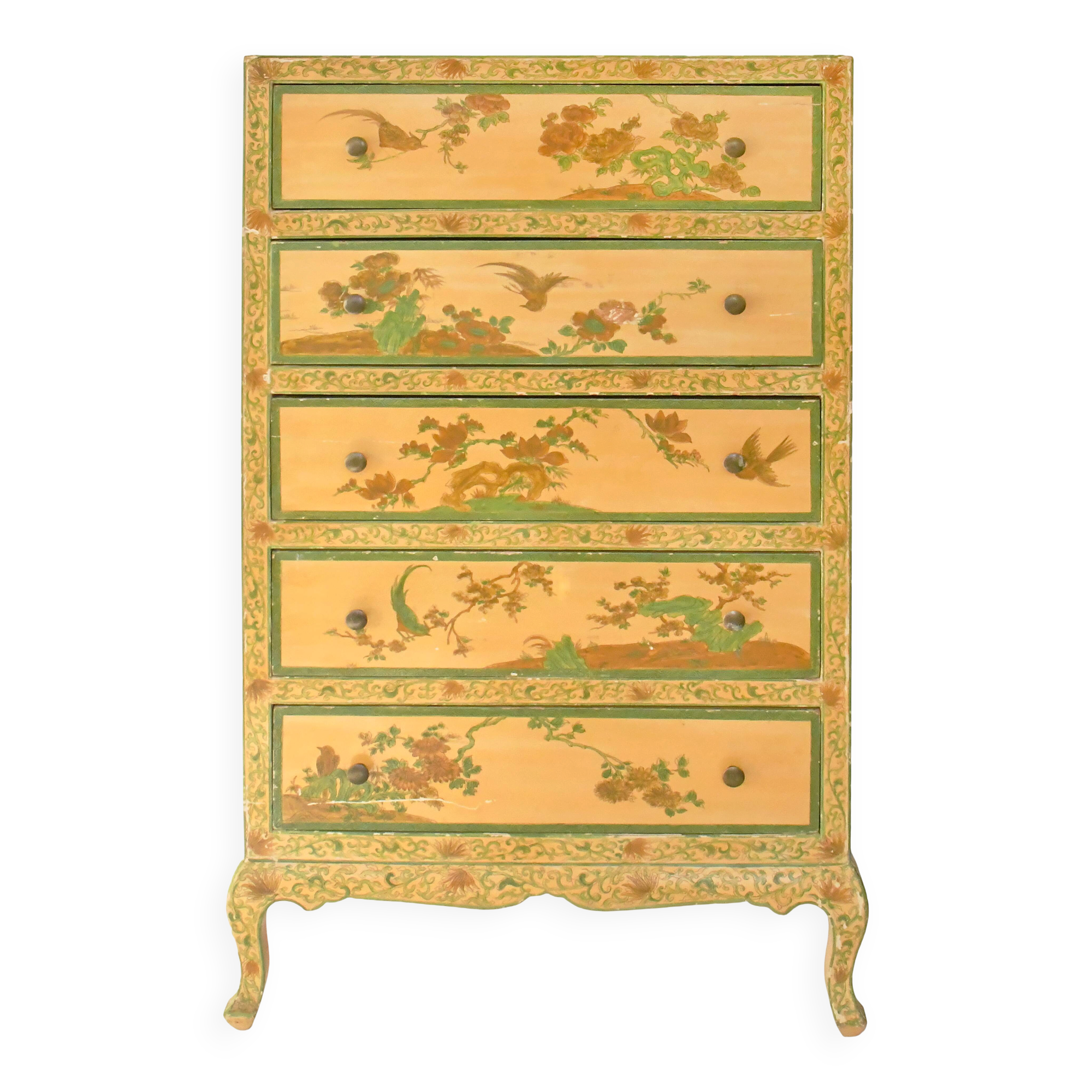 Chiffonnier en bois peint de style chinoisant