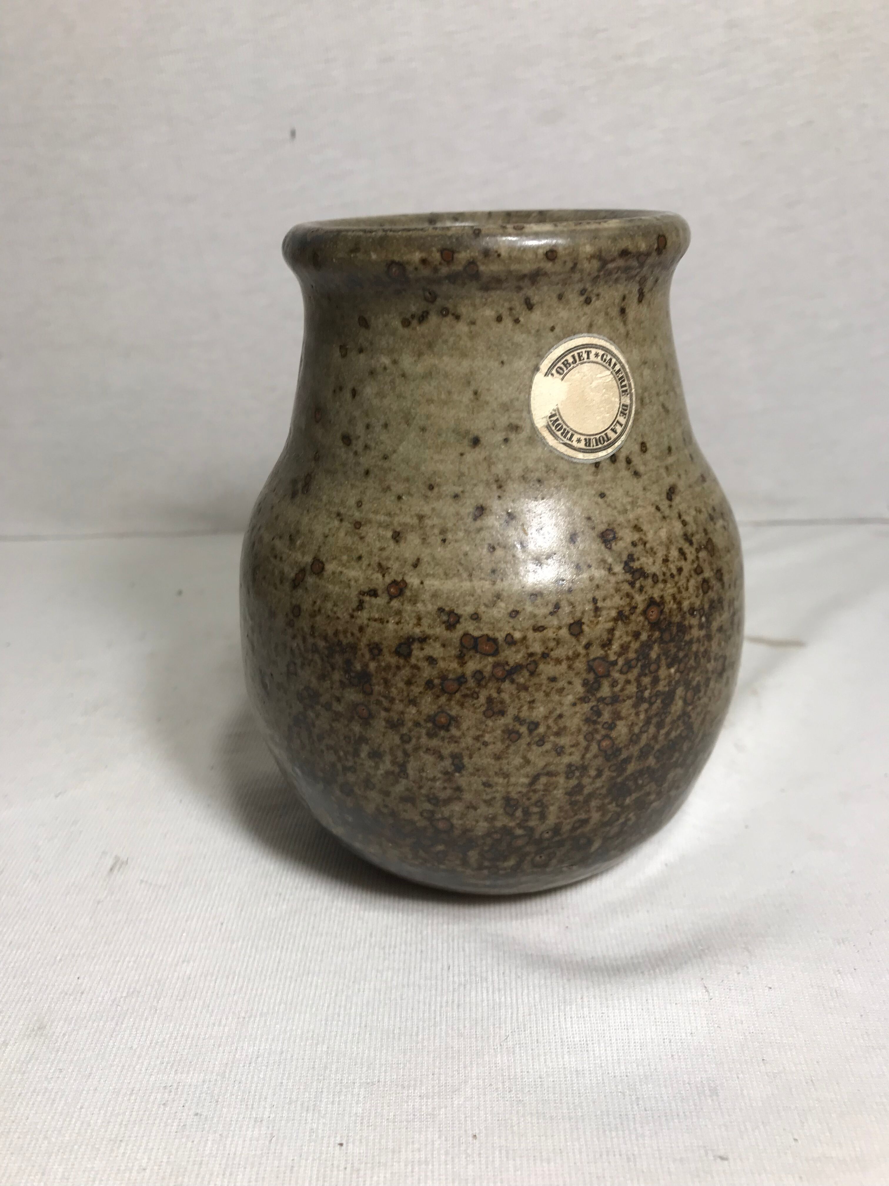Old ceramic stoneware vase Villenauxe Jean Tessier, 78