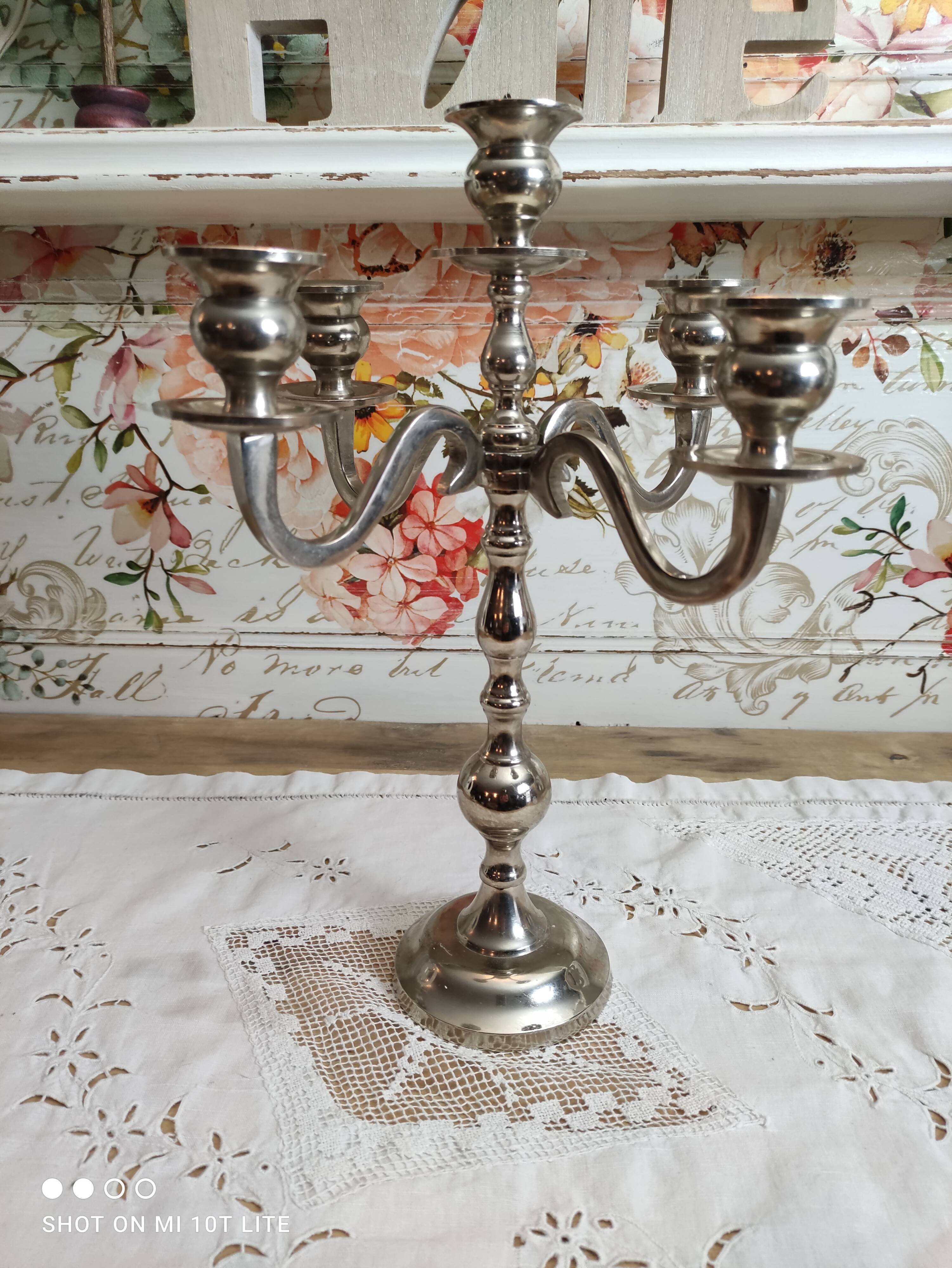 Chandelier 5 branches in silver metal color