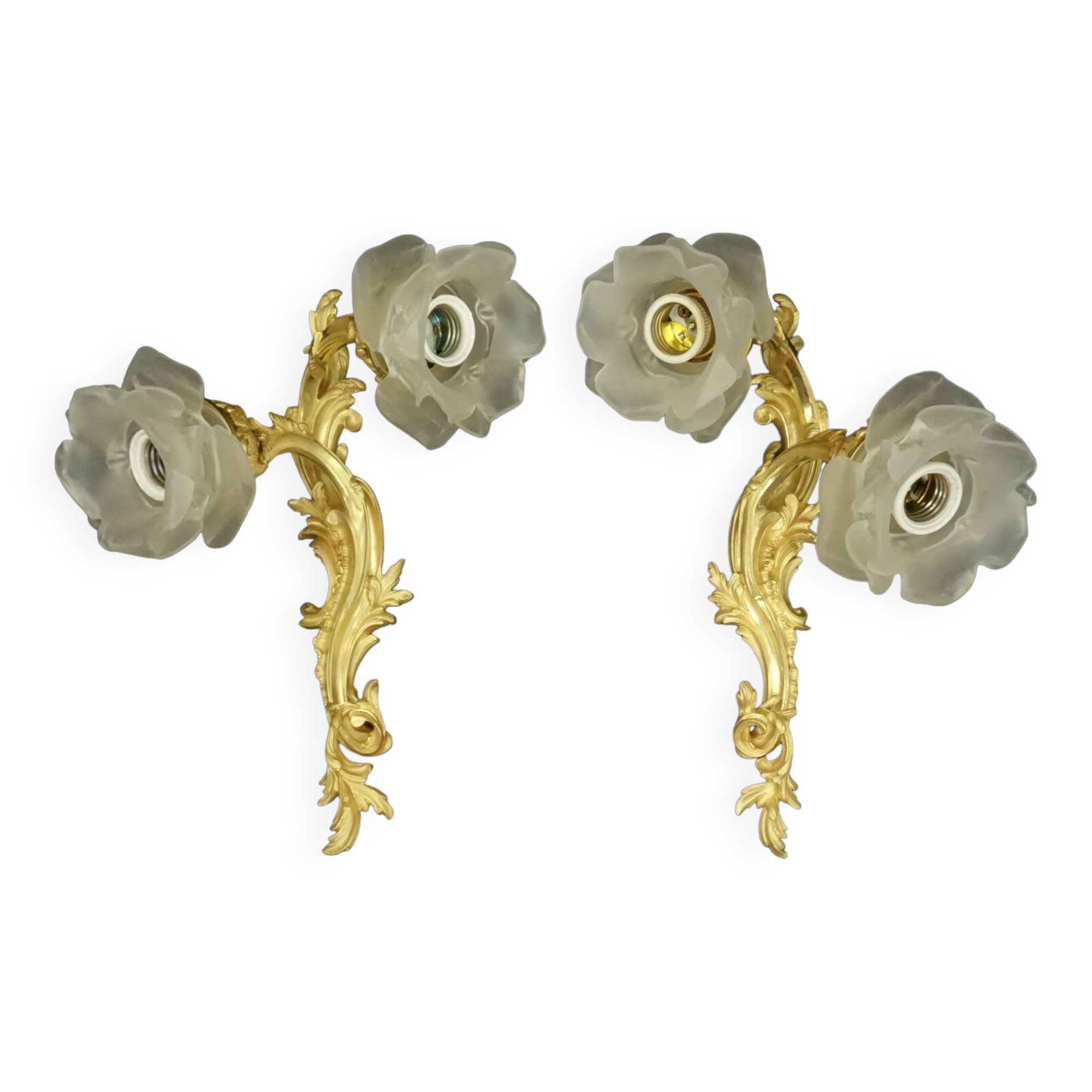 Pair of large Rocaille / Rococo style wall lights late 19th century
