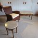 Oval coffee table - carved wood - white veined marble - Regency / Louis XV style