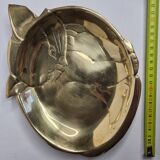Empty solid brass cat-shaped pocket, 22 cm