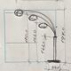 Floor lamp with three arched arms in gilded metal