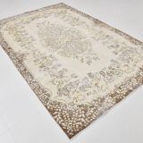 6x9 Vintage Ivory & Pastel Yellow Handmade Wool Persian Area Rug,169x259 Cm