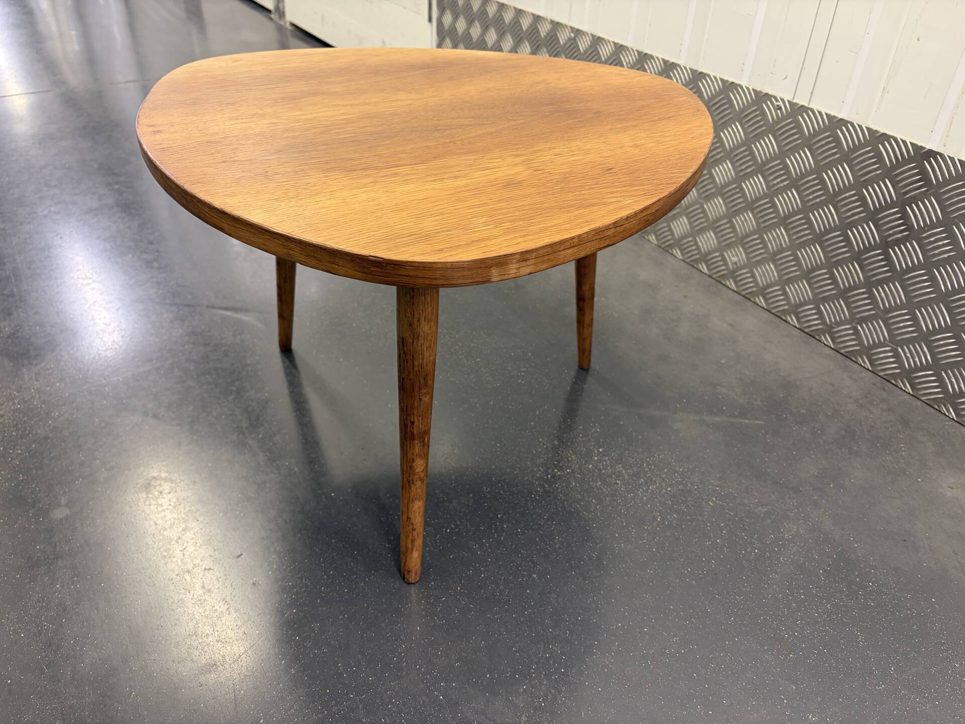 1950s natural oak tripod coffee table