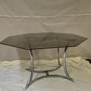 Smoked glass octagonal table from the early 1970s.