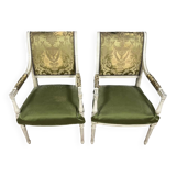 Paire de fauteuils style Louis XVI en bois laqué circa 1850 (B)