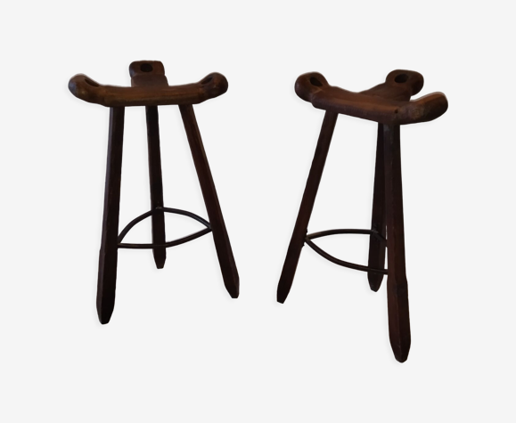 Paire de tabourets de bar espagnols brutalistes