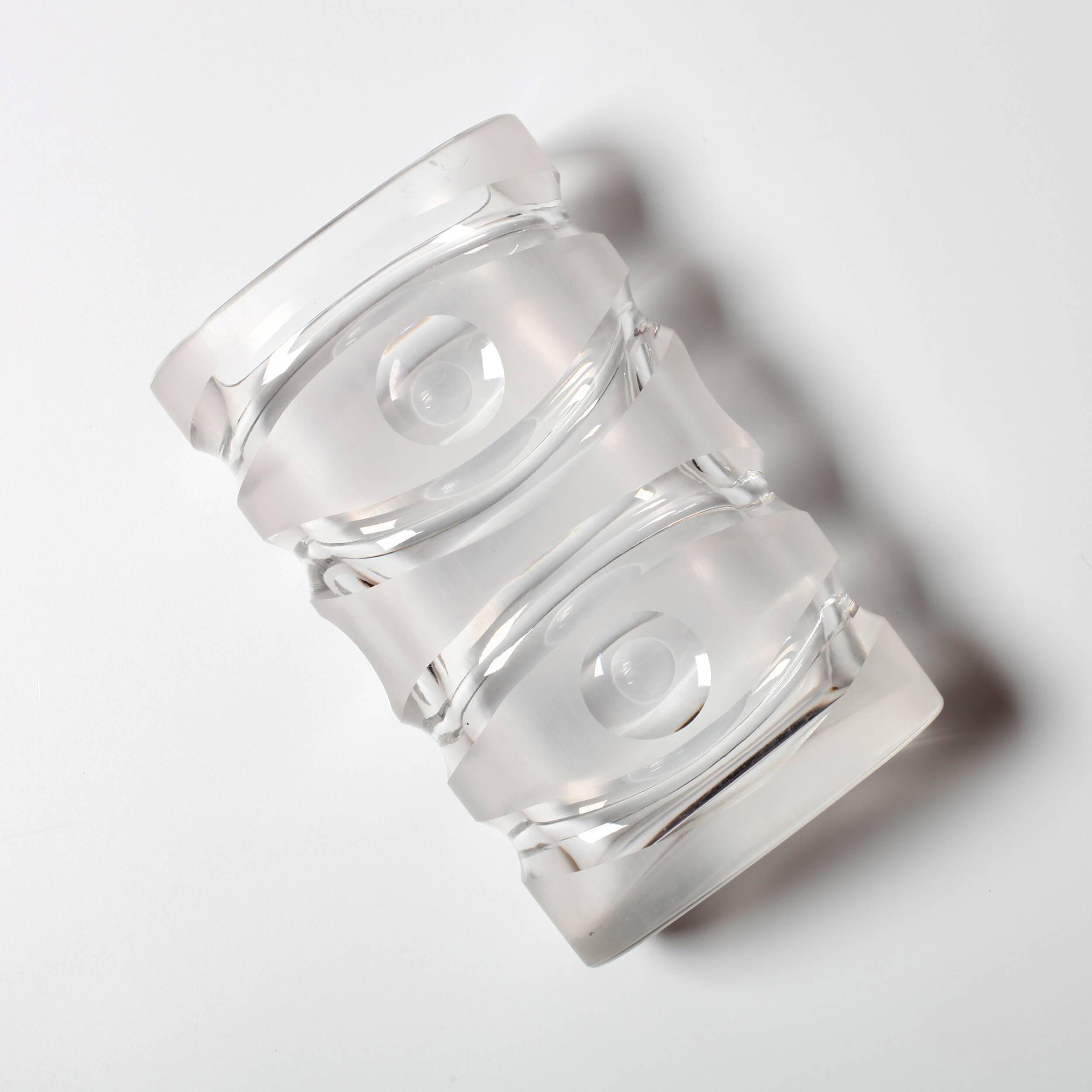 Mid-Century Iced Crystal Glass Vase: Peill & Putzler, Germany, 1960s