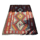 Tapis kilim artisanal laine multicolore. Turquie, années 70
