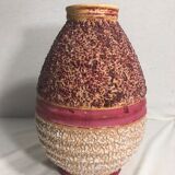 Old vase ball Odyv ceramic rose violet decoration 70s vintage