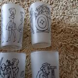 6 glasses illustrated by Cabu