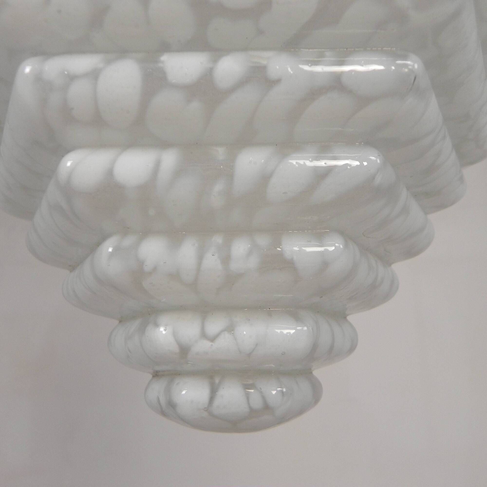 Art Deco pendant lamp with a hexagonal stepped glass shade, 1930s