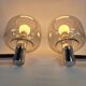Chrome-plated metal and glass wall lights, 1970