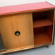 1950s bar cabinet in maple and glass