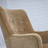1970s, Danish highback armchair, light green furniture velour.